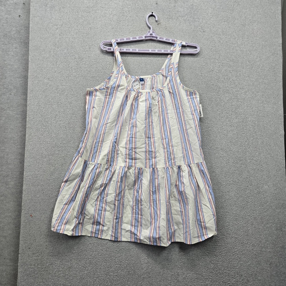 Old Navy Women Dress XL White Striped Sundress Tiered Sleeveless Lightweight